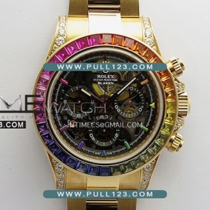 [4130 MOVE] Rolex Daytona Arolla Challenge Blaken Rainbow Diamond Bezel RG Sonic 1:1 Best Edition - 롤렉스 데이토나 로즈골드 레인보우 베스트에디션