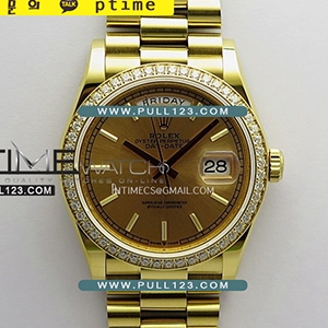 [2836 MOVE] Rolex DayDate 36mm 128348 904L YG Gain Weight KF 1:1 Best Edition - 로렉스 데이데이트 베스트에디션 무게추가버전